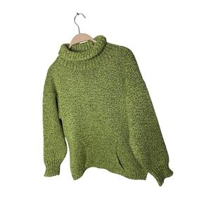 Peter England womens green/black turtleneck mock sweater S M